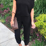 Margovil Short Sleeves Elastic Waist Joggers Jumpsuit