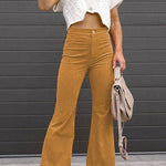 Margovil One Button Corduroy Flare Pants with Pockets