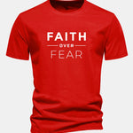 Regular Fit Faith Over Fear Print Cotton T-Shirt