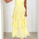 Margovil Strapless Ruffle Layered Maxi Dress