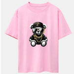 Hip Hop Bear Print Drop Shoulder Oversize T-Shirt