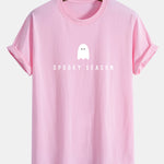 Regular Fit Spooky Season Ghost Print Cotton T-Shirt