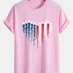Regular Fit Heart Shaped Fighter Jets USA Flag Print Cotton T-Shirt