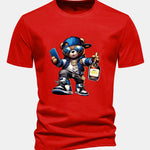 Regular Fit Hip Hop Bear Print Cotton T-Shirt