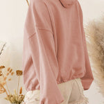 Zip Drawstring Long Sleeve Hoodie