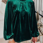Make Your Entrance Velvet Smocked Neck Lose Sleeve Top