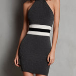 Quiet Luxury Stretchy Knit Halter Neck Bodycon Mini Dress