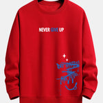 Never Give Up Smiley Face Print Relax Fit Sweatshirt
