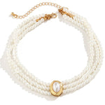 Short Faux Pearl and Turquoise Bead Necklace