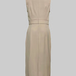 High Waisted Loose Pleated Solid Color Round-Neck Midi Dresses