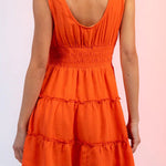 Fashion U-neck elastic waist sleeveless mini skirt