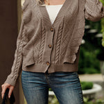 Ruffle Cropped Button Down Knitted Cardigan