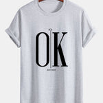 Regular Fit OK Slogan Print Cotton T-Shirt