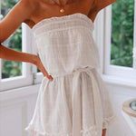 Margovil Off Shoulder Sleeveless Tie Waist Ruffle Romper
