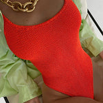 Margovil Low Back High Cut Crinkle One Piece Swimsuit
