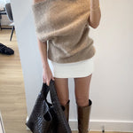 Off Shoulder Short Sleeves Knit Top