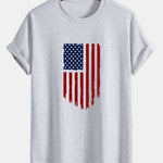 Regular Fit American Flag Print Cotton T-Shirt