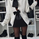Margovil Crewneck Bow Back Cut Out Cozy Sweater