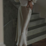 Margovil Elegant High Waist Satin Midi Skirt