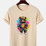 Splash Colorful Bear Print T-Shirt
