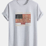 Regular Fit Jesus American Flag Slogan Print Cotton T-Shirt