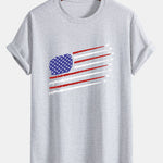 Regular Fit Fighter Jets American Flag Print Cotton T-Shirt
