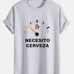 Regular Fit I Need Beer Print Cotton T-Shirt