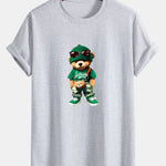 Regular Fit Trendy Bear Print Cotton T-Shirt
