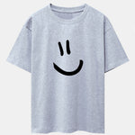 Smiley Face Print Drop Shoulder Oversize T-Shirt