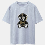 Hip Hop Bear Print Drop Shoulder Oversize T-Shirt
