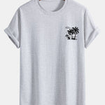 Regular Fit Palm Tree Print Cotton T-Shirt
