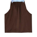 Sleeveless V Neck Lace Trim Satin Scarf Top