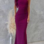 Frill One Shoulder Sleeveless Cut Out Waist Mesh Maxi Dress