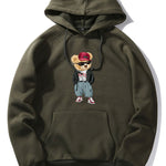 Hip Hop Style Bear Print Hoodie