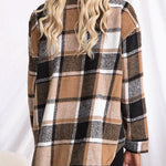 Margovil Lapel Button Down Pockets Plaid Shacket Coat