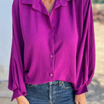 Margovil Batwing Long Sleeves Button Front Solid Shirt