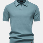 Pineapple Texture Knit V Neck Polo