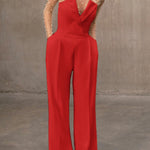 V Neck Strapless Pocketed Wide Leg Jumpsuit (in 6 Colors)