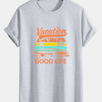 Regular Fit Good Life On Vacation Print Cotton T-Shirt