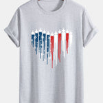 Regular Fit Heart Shaped Fighter Jets USA Flag Print Cotton T-Shirt