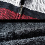 Striped Baseball Collar Teddy Lined Zip Up Sweater