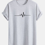 Regular Fit Heartbeat Flatline Print Cotton T-Shirt