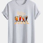 Regular Fit Beer Print Cotton T-Shirt