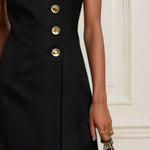 Loose Sleeveless Asymmetric Split-Joint High Neck Midi Dresses