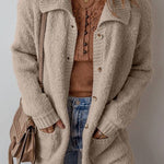 Jet Stream Collared Drop Shoulder Button Up Cardigan with Pocket