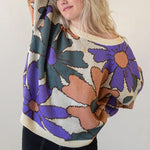 Multicolor Floral Pattern Knitted Sweater
