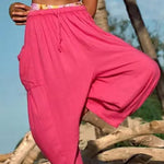 Cotton And Linen High-waist Pleated Wide Leg Casual Trousers