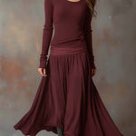 Vintage Ribbed Knit Maxi Dress In Charcoal Gray