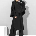 Irregularity Elastic Waist Wide Leg Solid Color Pants