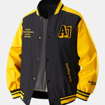 Relax Fit Contrast Embroidery Baseball Jacket